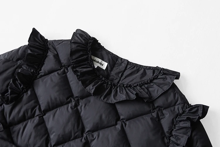 imakokoni black short pullover kawaii down jacket original design female winter 90 white duck down 182516