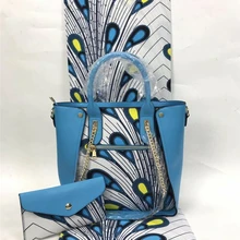 Анкара восковая сумочка сумка модная Анкара материалы Африканский высокое качество хлопок принты воск ткань с сумкой Набор для Леди Мода