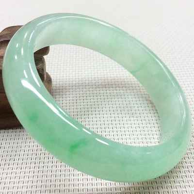 

Natural Burmese Jadeite Light Green 54-62mm Bracelet Elegant Princess Jewelry Gift for Mom and Girlfriend