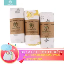 HappyFlute, 3 предмета, муслин, хлопок, детские пеленки, мягкое одеяло для новорожденных, для ванны, для младенцев, накидка для сна, чехол для коляски, для игр