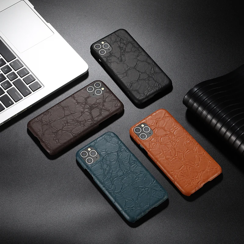 

Luxury Crack Leather Case For iPhone 11 Pro Max 6 6S 8 7 Plus Back Cover Business Book Case For iPhone XS Max X XR Phone Cases