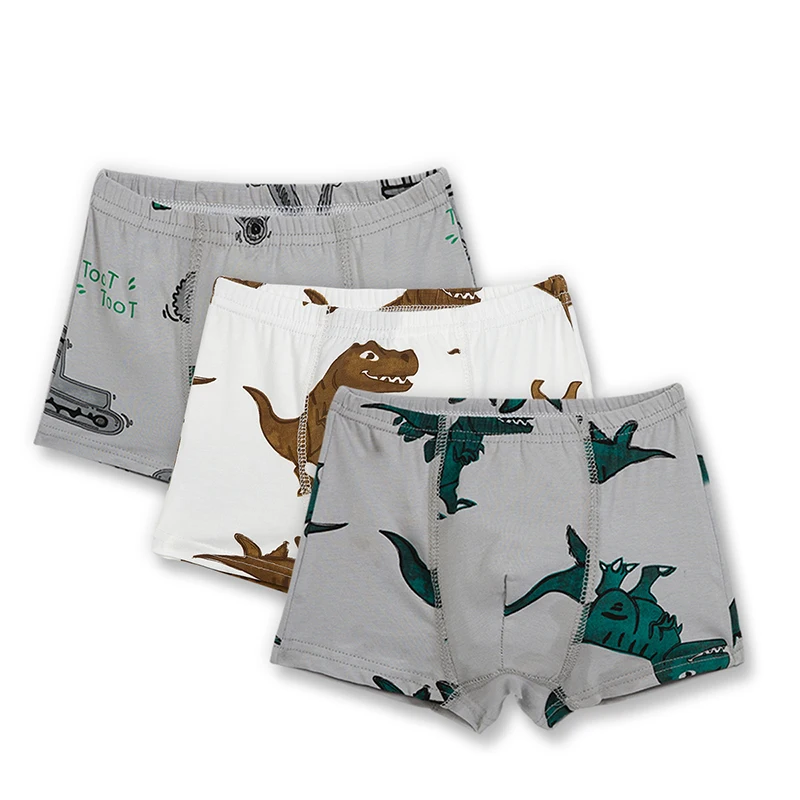 WeLaken Kids Boxer For 2-6Yrs Boys Dinosaur Panties 3 Pcs/lot Cartoon Boys Underwear Soft Breathable Baby Panties Underpants