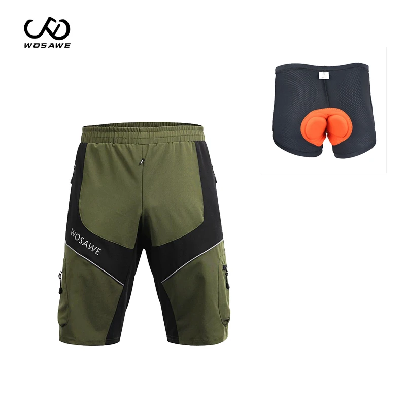 Short-S and Pad01 WOSAWE Coolmax зимние велосипедные шорты для горного велосипеда противоударные шорты для велосипедистов MTB удобные дышащие шорты для шоссейного велосипеда - Цвет: Short-S and Pad01
