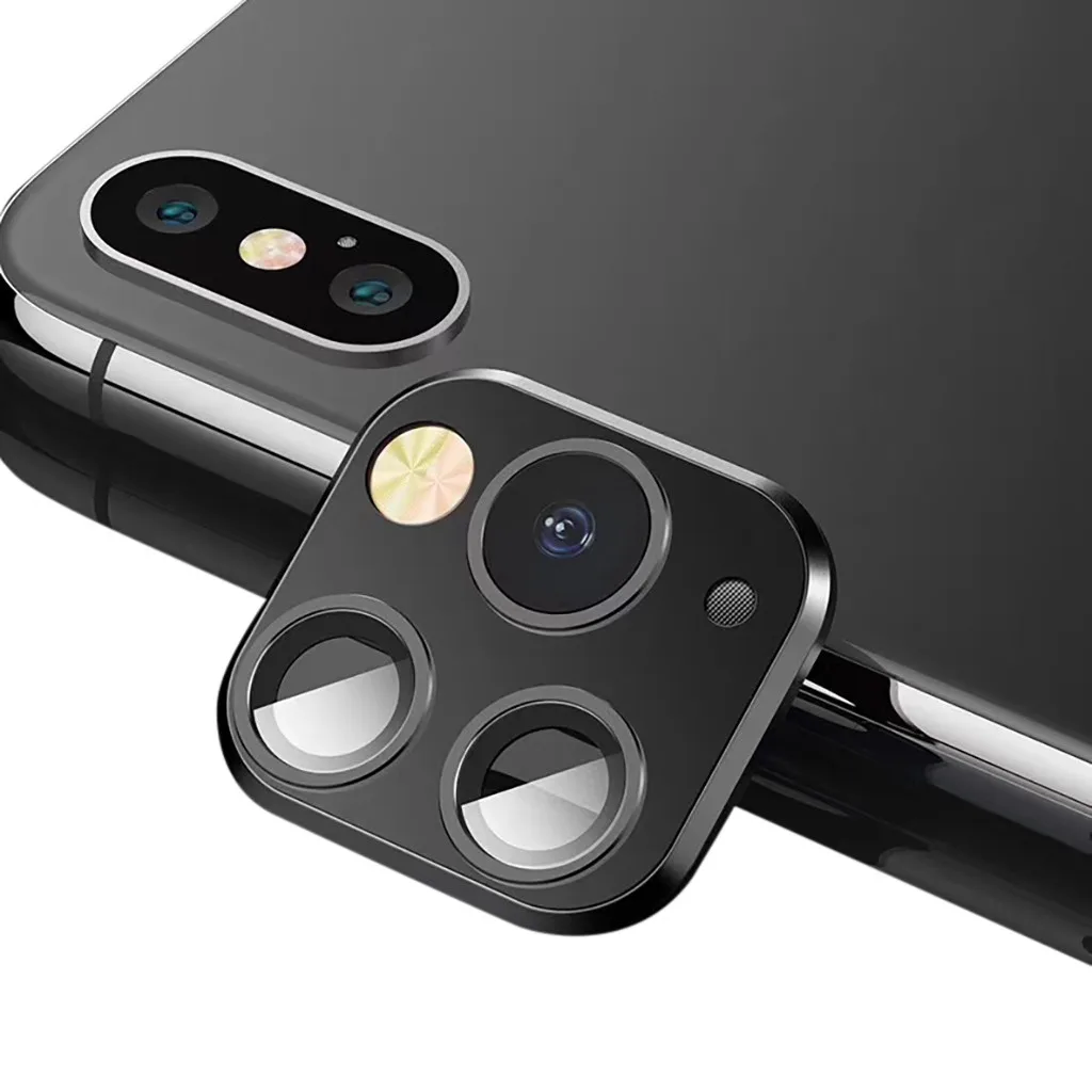For iPhone X XS MAX Camera Change To Fake iPhone 11 Pro Max Camera Lens Seconds Change Protector Ring Cover Metal Lens Screen #B