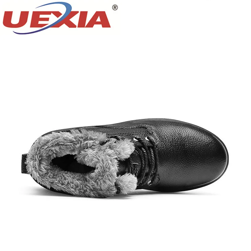 UEXIA мужские ботинки из высококачественной кожи; зимние мужские уличные ботинки с коротким плюшем и мехом; прогулочная обувь; повседневные кроссовки; мужская обувь