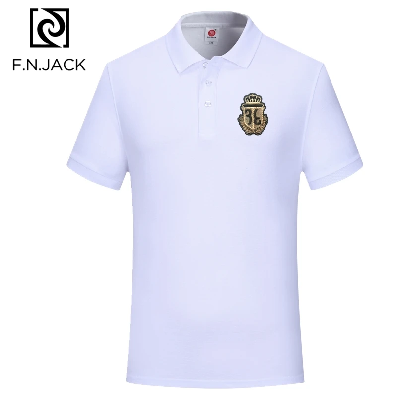 017 F.N.JACK, Мужская классическая рубашка поло, ручная работа, тренд, короткий рукав, топ, модный, патч, дизайн, поло, не скатывается - Цвет: 017