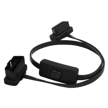 

20pcs/Lot! OBD II extension cable with switch Flat Thin As Noodle 16PIN OBD2 Cable with Switch Type Aut Scanner Connector