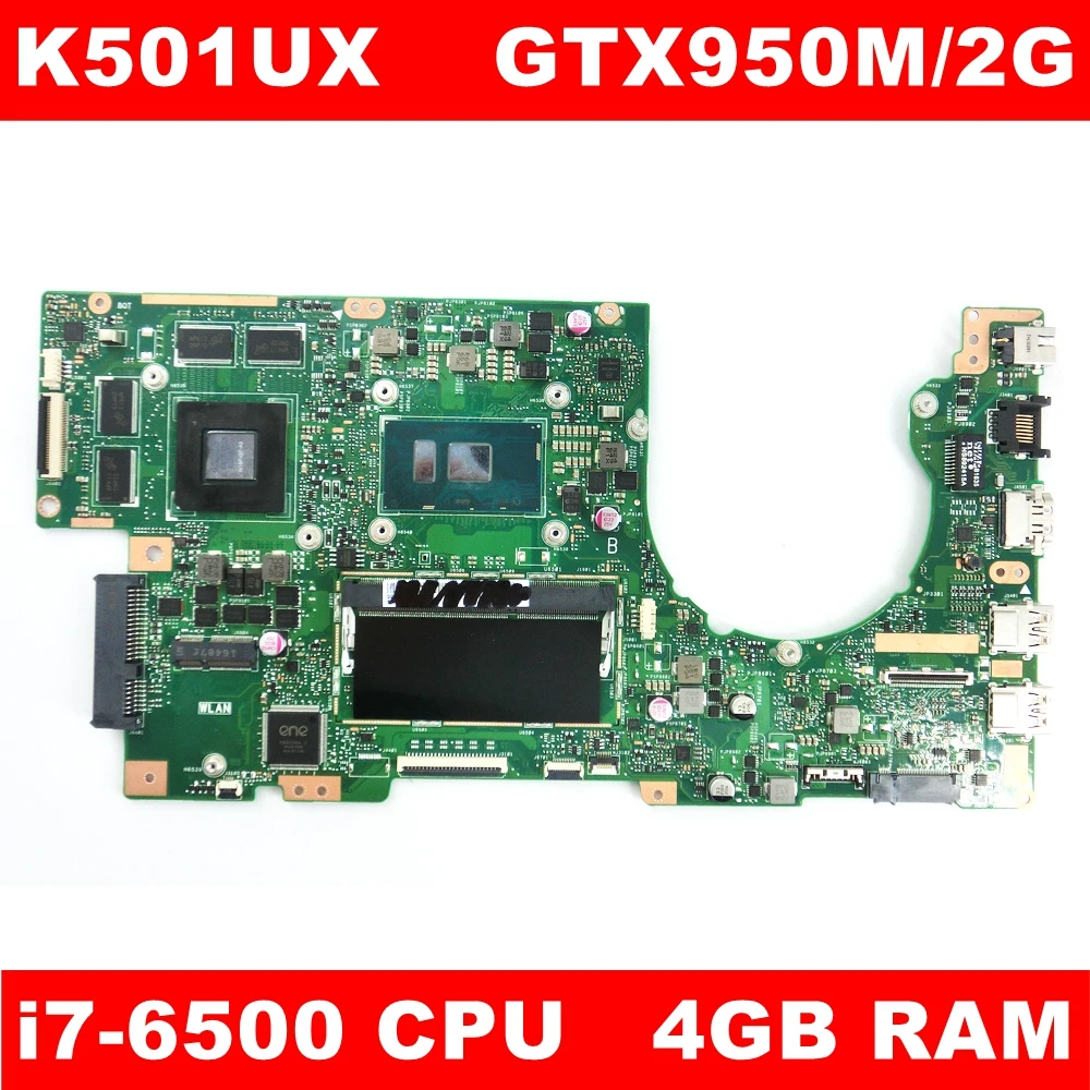 K501UX 4 Гб ОЗУ i7-6500U процессор GTX950M/2 г V ram материнская плата REV 2,0 для ASUS K501UX K501UW K501U K501UB Материнская плата ноутбука протестирована