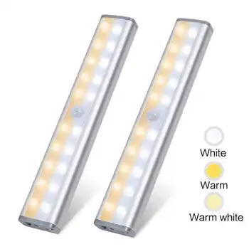 

Under Cabinet Lighting For 20 Led Motion Sensor Closet Light With 3 Color Mode Wireless Usb Rechargeable Battery Operated Lights