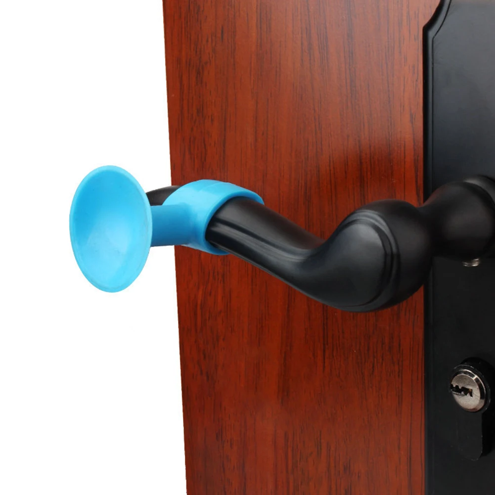 

New door handle bumper rubber door lock knob protects bumper rope clips and wall hooks mute silencer door fender protection