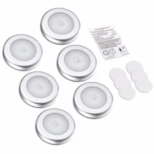 6 шт. PIR датчик движения 6 светодиодная подсветка под шкаф кухня спальня Беспроводной магнитный шкаф светильник сенсор лестничный светильник ночник