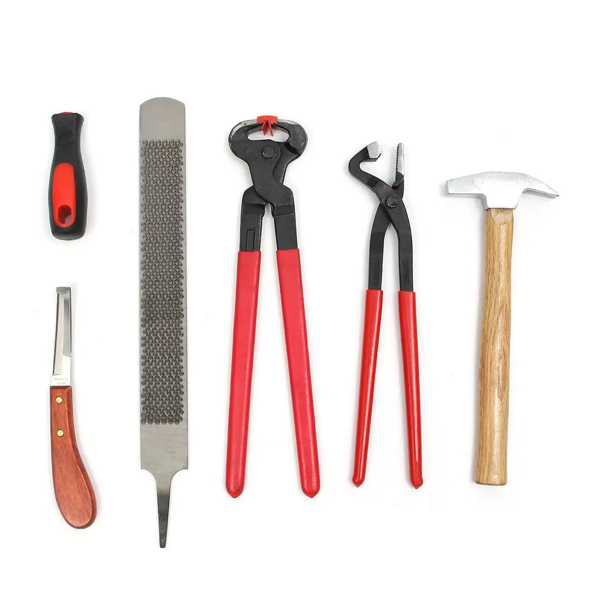 

6PCS Farm Horse Care Products with Horse Farrier Hoof Nipper Trim Shoeing File Rasp Handle Hoof Cutter Tool Animal Supplies