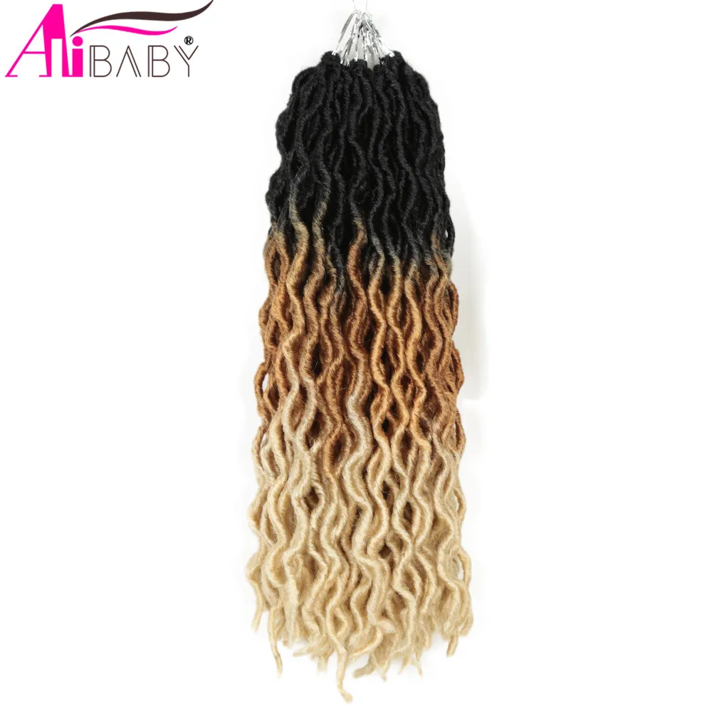 

18Inch Goddess Faux Locs Soft Crochet Hair Synthetic Hair Pre Loop Ombre Braiding Handmade 18Strands/p Alibaby