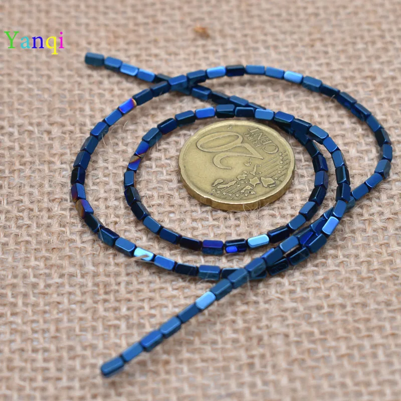 19-2x4mm 95 шт./лот, блестящие разноцветные бусины из натурального камня, гематит, прямоугольные бусины квадратной формы для самостоятельного изготовления ювелирных изделий - Цвет: 19-2x4mm
