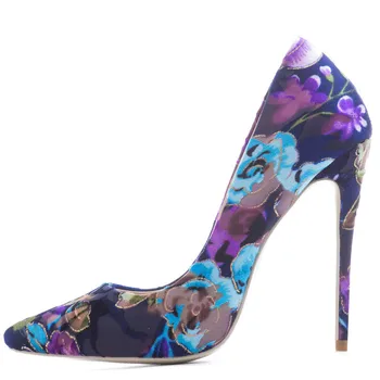 

33 Woman Blue Bridal Shoes Stiletto Plus Size YECHNE 43 44 45 Embroider High Heels Shoes Mesh Party Sexy Valentine Pumps