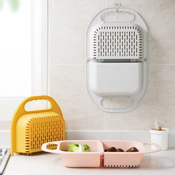 

ADOREHOUSE Folding Drain Basket Multifunctional Washing Home Storage Vegetable Fruit Container Colander Accessories Kitchen