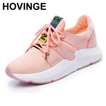 

HOVINGE Women Designer Casual Shoes for Woman Flyknit Breathable Light White Pink Black Walking Spring Fall Flats