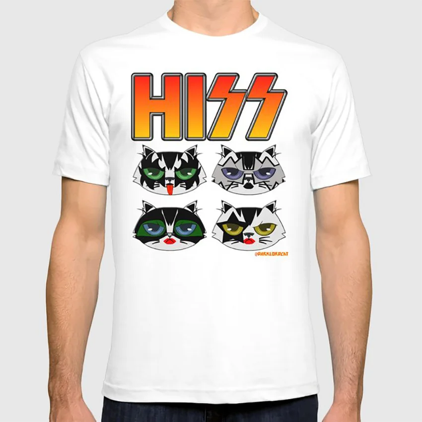 Футболка с надписью «HISS kiss», «hiss kiss», «cat», «cute cat», «funny cat», «ca», футболка