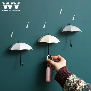 

Umbrella Design DIY Creative Cute Powerful Sticky Viscose Punch-free Cloth Hook Key Hook Decoration Wall Hanging Rack Storage