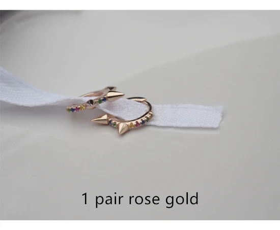 1pair rosegold 7.5mm Серьги из стерлингового серебра 925, красочный Циркон в стиле панк, геометрические серьги, пряжка для ушей, простые универсальные серьги для мальчиков и женщин, ювелирные изделия - Окраска металла: 1pair rosegold 7.5mm