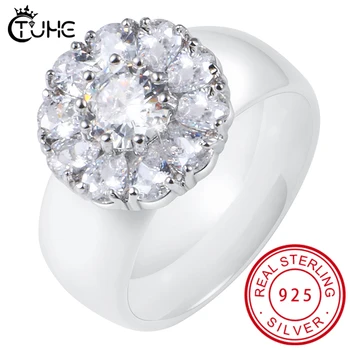 

Princess Circle Rings Luxury Elegance Fashion Wedding Ring Aneis Rhinestone Jewelry Accessories Healthy Never Fade Ceramic Rings