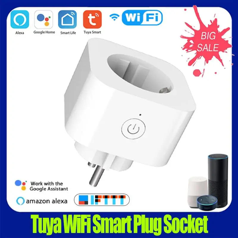 TUYA EU WiFi Smart Plug Socket Remote Voice Control Timing Switch Outlet Life APP Real-Time Monitor For Alexa Google Home | Электроника