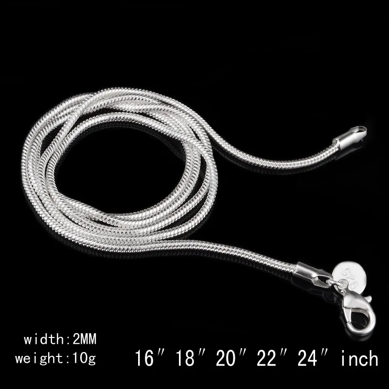 50pcs/Lot Bulk 1MM 2MM Silver Plated Smooth Snake Chain Choker Necklace For Women Fashion Jewelry in Wholesale 16-30 inches
