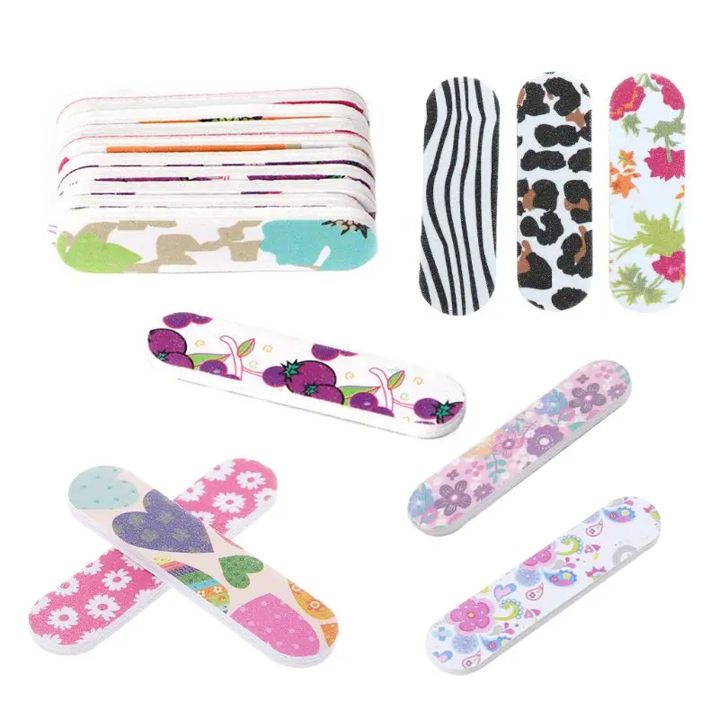 Mini Pro Nail Files Cute Round Double Sided Grit Nail Art Tips Tools Manicure