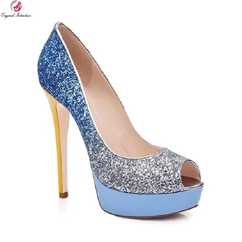

Stylish Peep Toe High Heels Women Sexy Shallow Bling Thin Heels High Heels Pumps Woman Dress Party Pumps Shoes Large Size 35-45