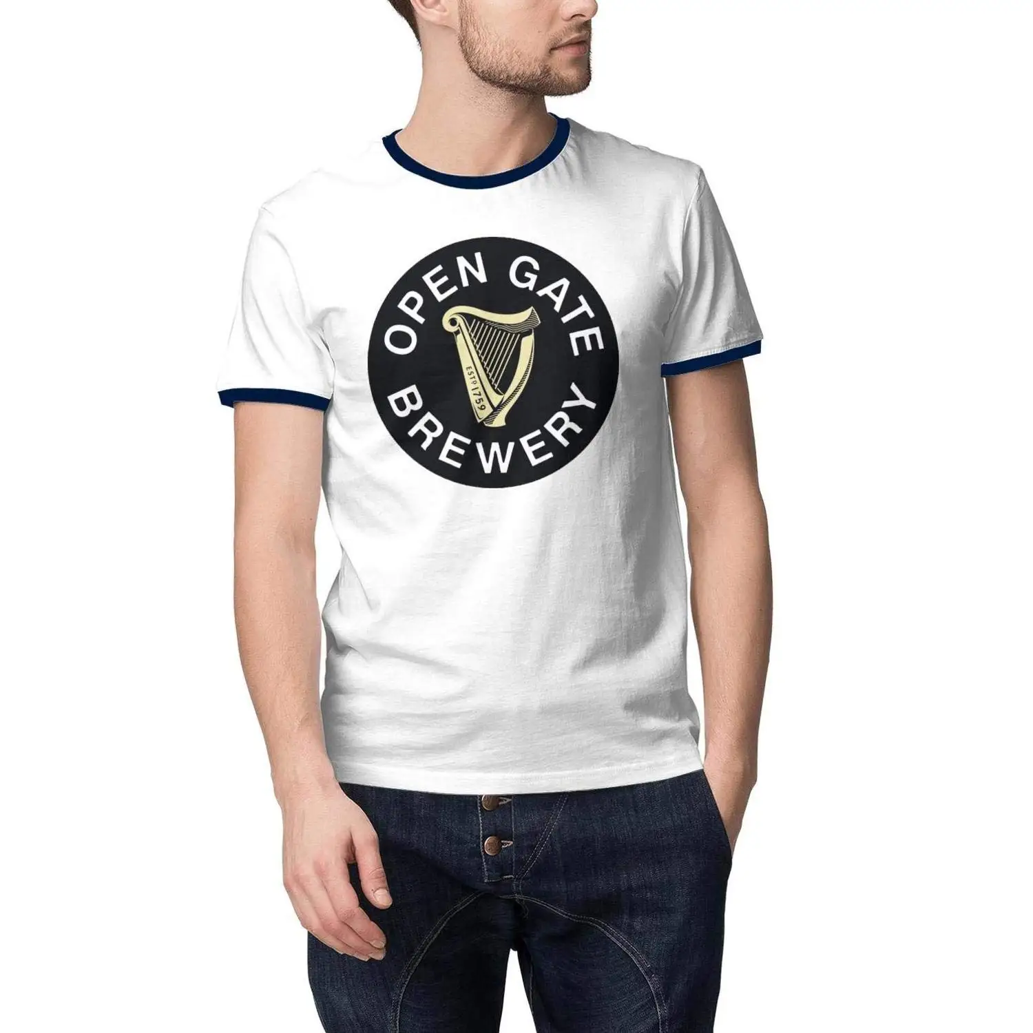 Мужские футболки топы Guinness-открытый ворот-Dublin-футболка удобная спортивная