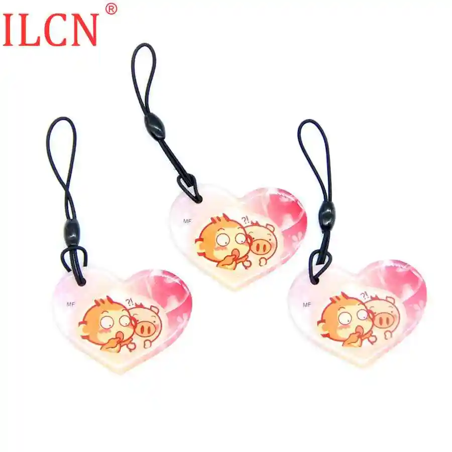 3pcs Random Color UID S50 1K 13,56 Mhz сменный мультяшный брелок любовь форма падение клей перезаписываемая IC карта для RFID Сменные метки стикер 1 шт - Цвет: 3pcs Random Color