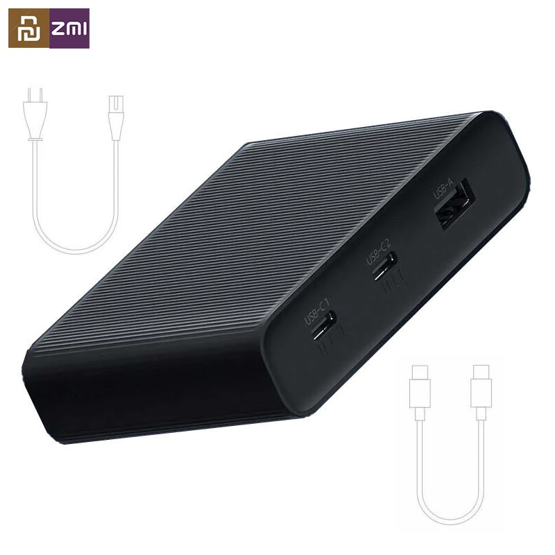 Оригинальное настольное зарядное устройство Youpin ZMI 65 Вт с 3 портами PD3.0 USB 2C1A для