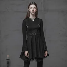 Панк рейв Женская Панк замша бархат пояс юбка регулируемый плечевой ремень Высокая талия Повседневная Половина юбка