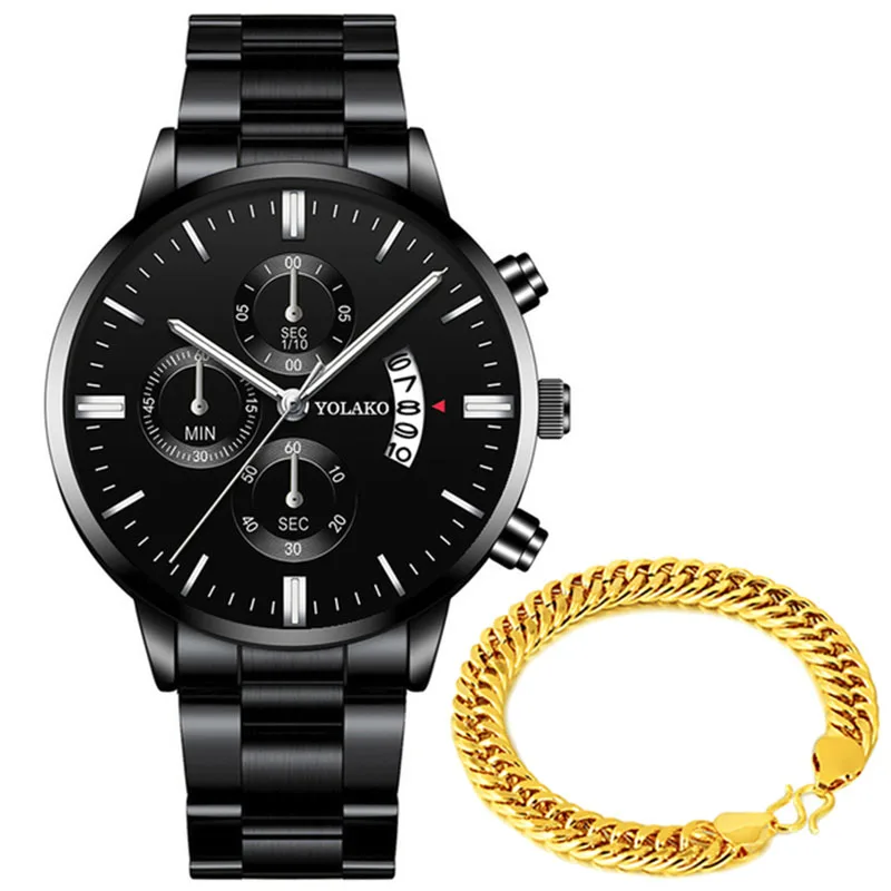 Mens Luxury Sports Watches Fashion Men Business Stainless Steel Quartz Wristwatch Man Calendar Casual Gold Bracelet часы мужские 
