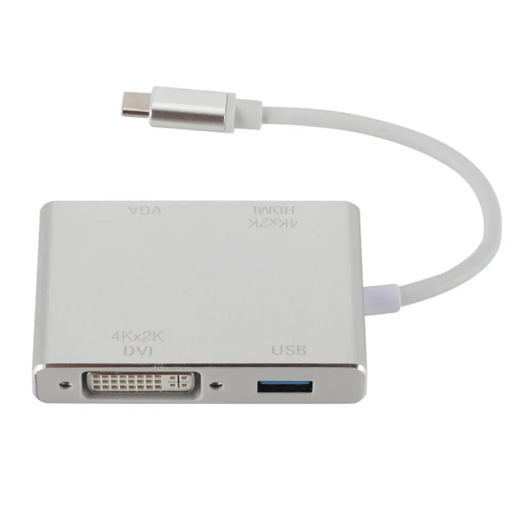 4 в 1 многофункциональная конвертер Тип с разъемами типа C и HDMI VGA, HDMI, DVI USB3.0 видео конвертер адаптер «Папа-мама»
