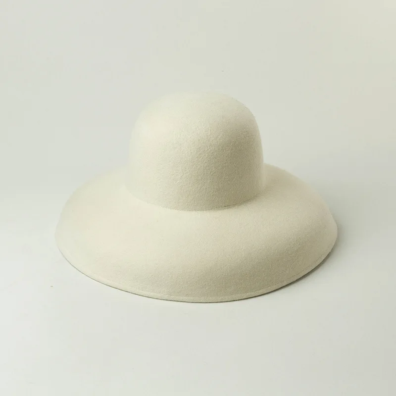 Осень и зима купол Фетровая Шляпа Fedora большая черная шерстяная широкополая шляпа верхняя шляпа шляпы Fedora дамская шляпа с широкими полями