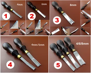 

5kind 4/6/8mm French Style Leather Craft Edge Beveler Skiving Skiver Edger Gouges Cutting Tool Creaser Groover Knife Cutter Puch