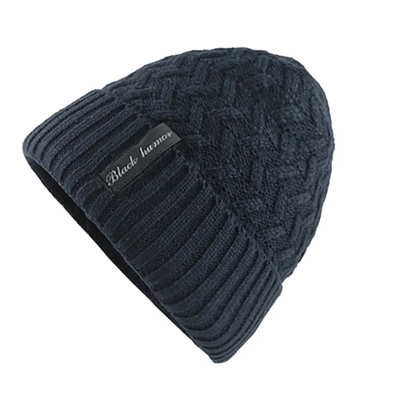 Beanie набор шейных платков унисекс вязаные зимние шапки Warnm Теплые повседневные эластичные Gorros шапочка с шарфом модные шапки - Цвет: Navy Blue Hat