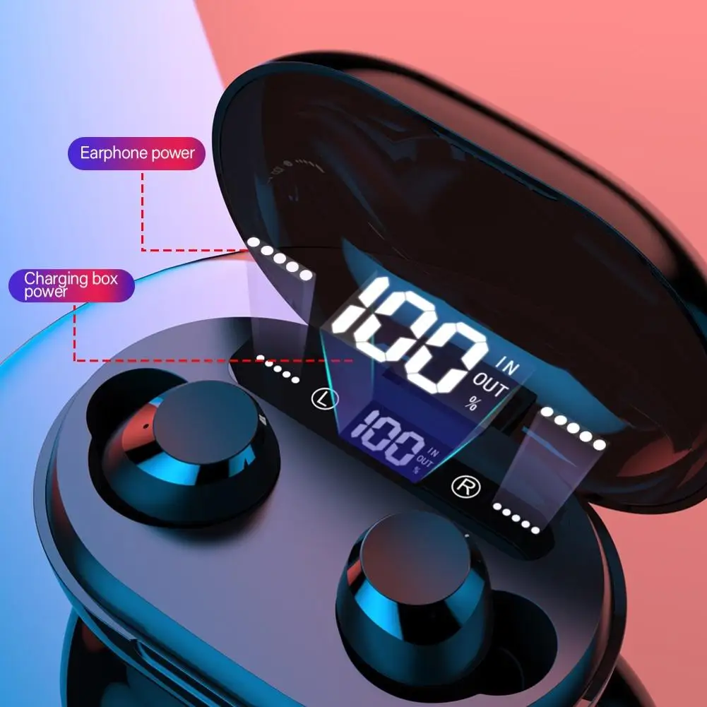 

C8S TWS Wireless Earphones 5.0 Bluetooth Earphone 3D Stereo With Mic 3000mAh LED Digital Power Bank Noise Reduction Headphones