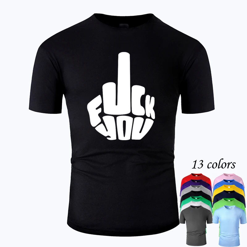 

Cool Text Middle Finger Line Art O Neck Cotton T Shirt Men and woman Unisex Summer Short Sleeve Designed Casual Tee m01095