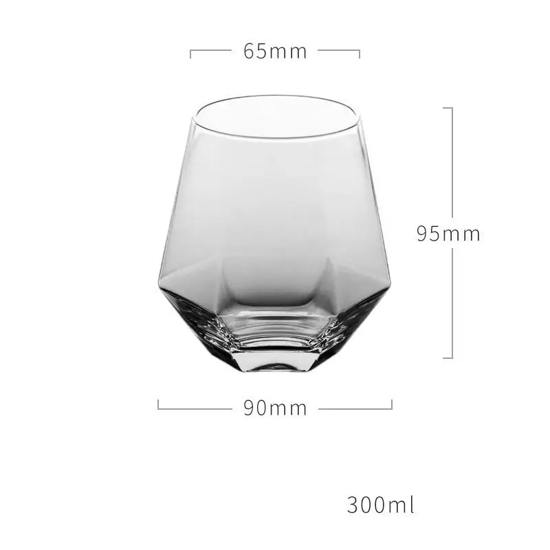 300ml Glass Wine Glasses Milk Cup Colored Crystal Glass Geometry Hexagonal Cup Phnom Penh Whiskey Cup XD23610