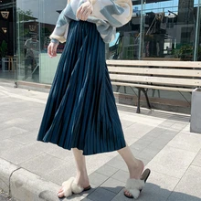 Юбки Женские s Высокая талия Зима Осень Плюс Размер повседневные бархатные женские длинные женские плиссированные юбки одежда Faldas 4xl