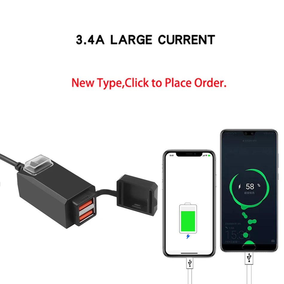 12 V-24 V Водонепроницаемый Dual USB Порты и разъёмы мотоцикл зарядное устройство на Руль адаптер Питание Разъем для iphone samsung huawei
