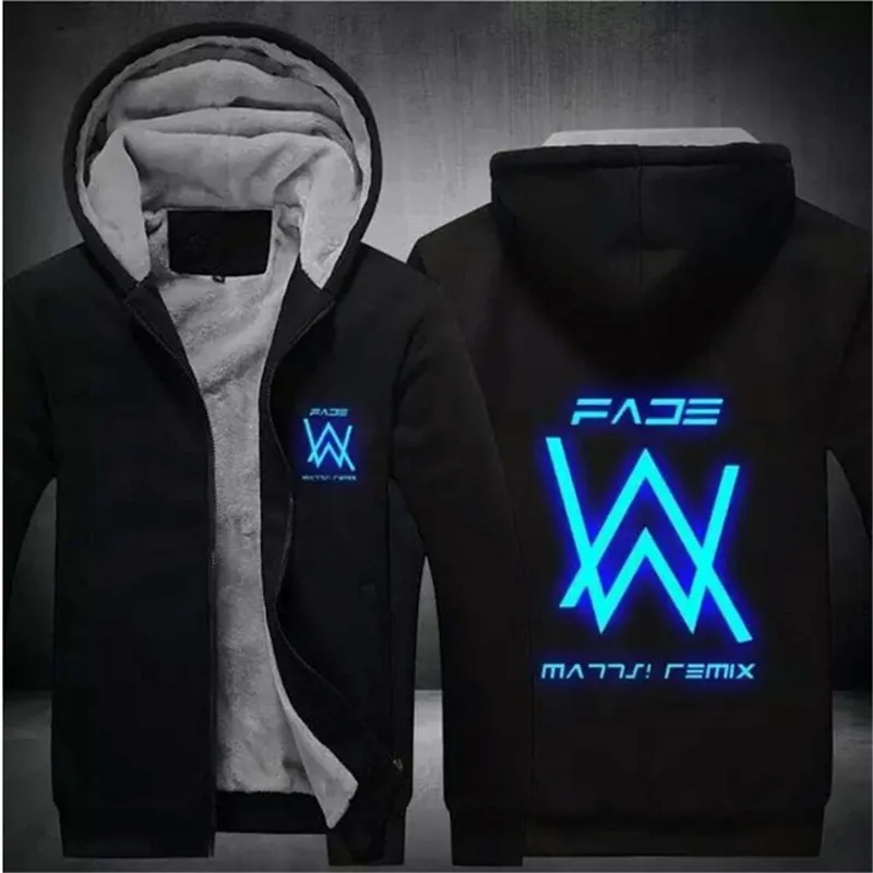 Новинка зимы, Alan Walker, Alan Walker, с принтом, светящийся, плюс бархат, утолщенная толстовка, модная, Harajuku, повседневная мужская куртка - Цвет: 2