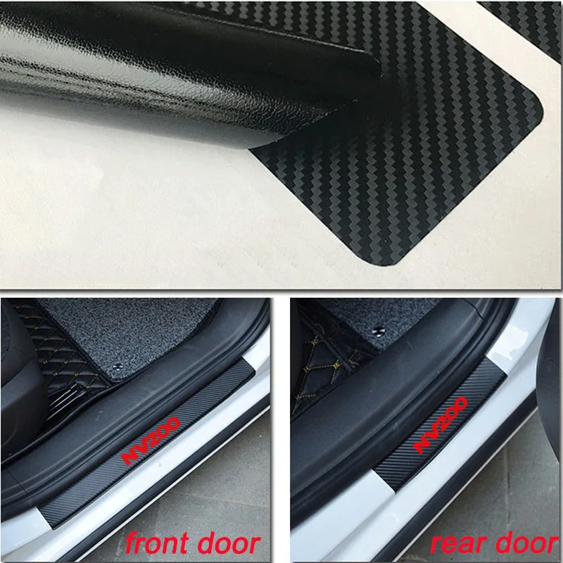 4 шт. автомобильный протектор порога наклейка из углеродного волокна виниловая наклейка для Nissan Nv200