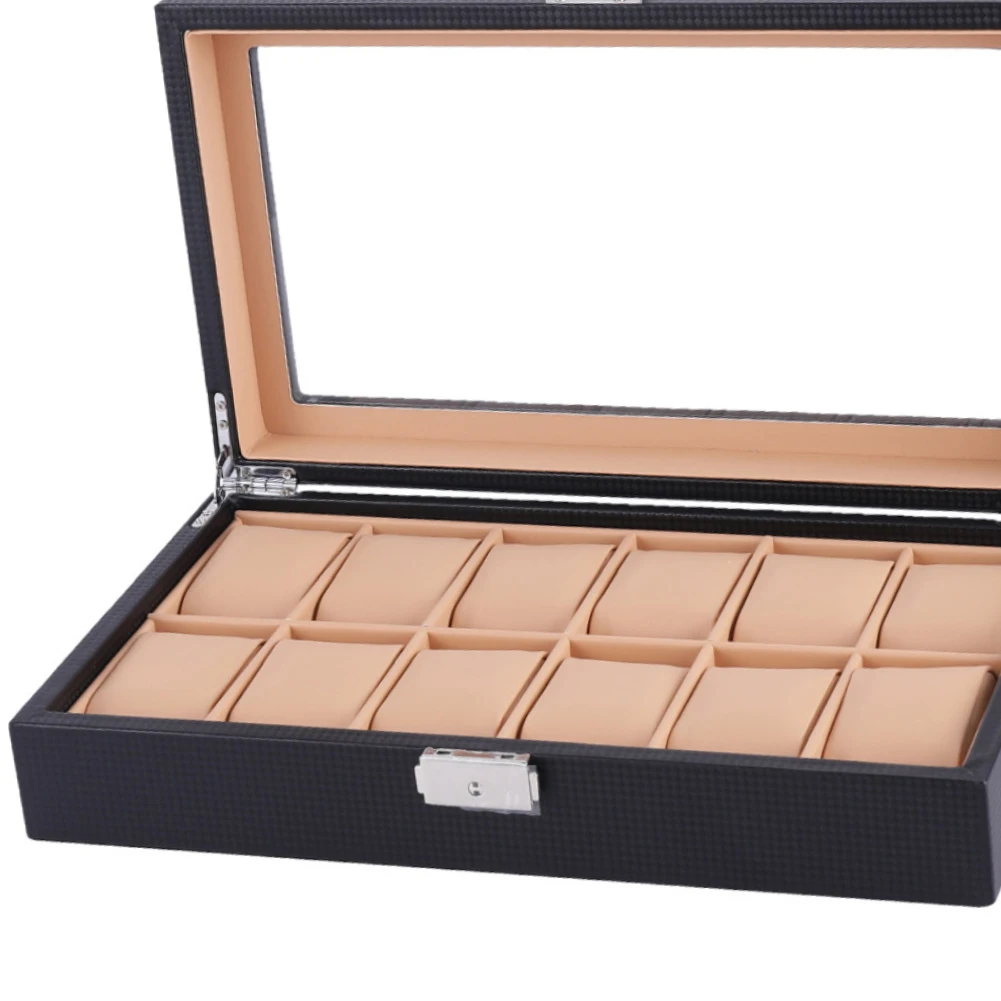 Faux Leather 12 Slots Watch Boxes Wrist Watches Holder Display Storage Box Jewelry Organizer Storage Boxes Watches Accessories