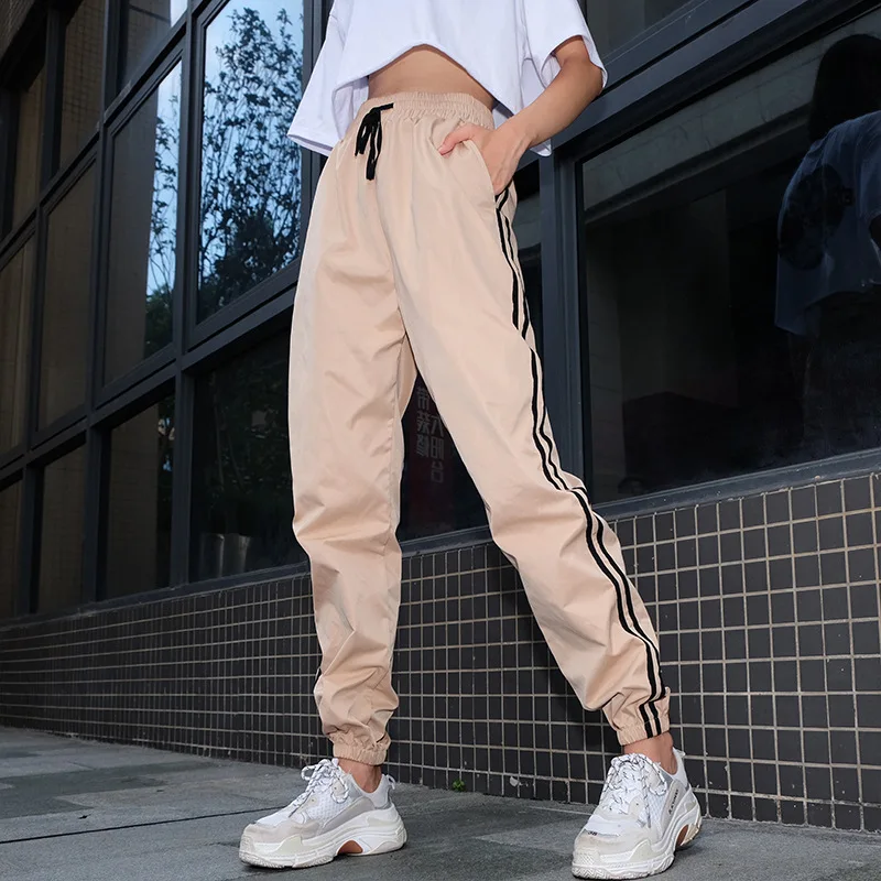 

cheap new women pants 2020 spring and fall with legs side stripes slacks and high-waisted slacks female Full Length harajuku