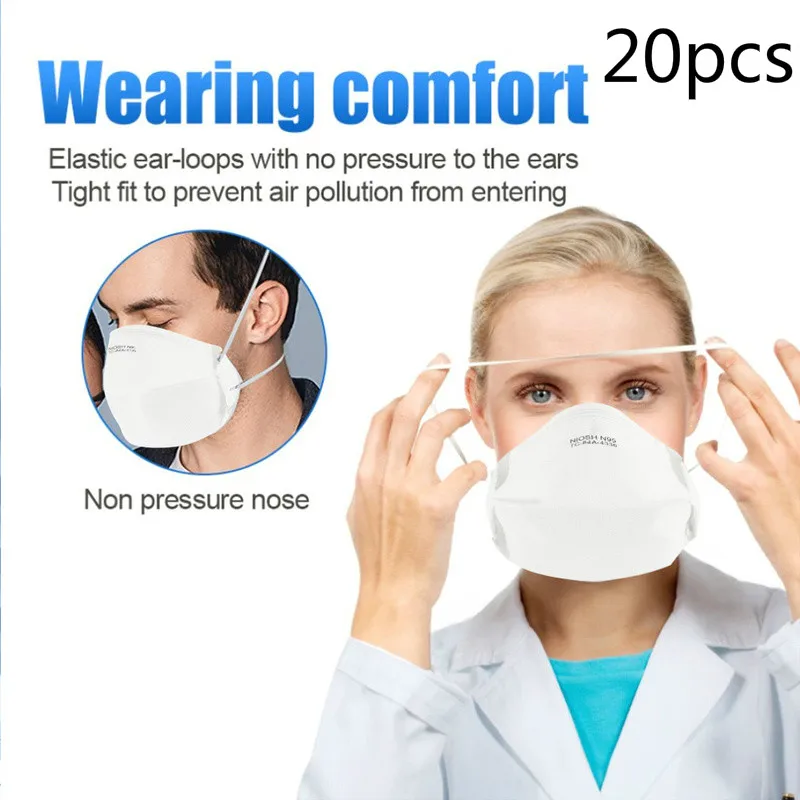 

20pcs N95 Mouth Face Masks Anti Bacteria Fog Mouth Mask Unisex Reusable Anti-Dust Non-woven Dust Mask