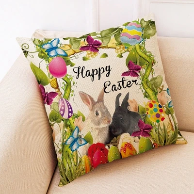 cushion cover 4 Liviorap 45*45 см Пасхальный чехол для подушки счастливые вечерние принадлежности для украшения пасхи декоративный Пасхальный кролик пасхальное украшение для дома - Цвет: cushion cover 4