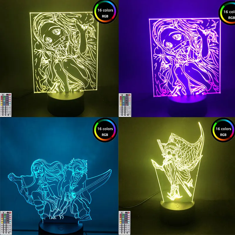 Demon Slayer Figure Anime Night Light Led 3D Lamp Kimetsu no Yaiba Kamado Nezuko Tanjirou Kochou Shinobu Gift Light Home Decor